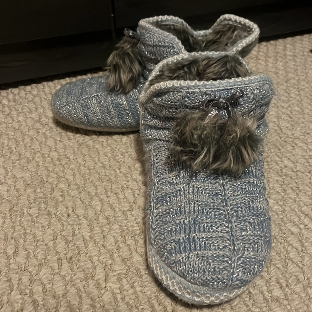 Muk Luks Blue Slipper Boots - Picture 3 of 6